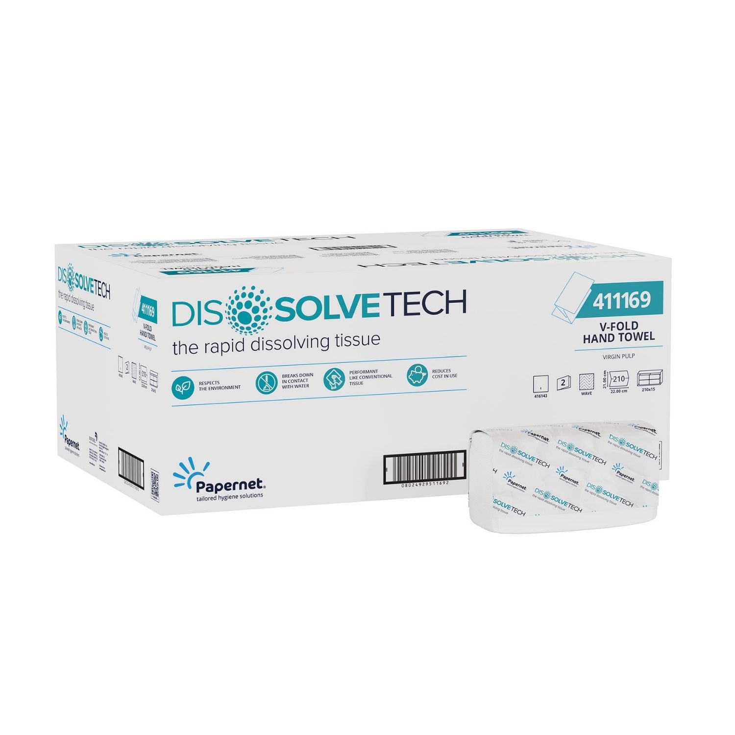 Papernet-Dissolve-Tech-V-Fold-Hand-Towel-2-Ply-White--3150-Sheets-