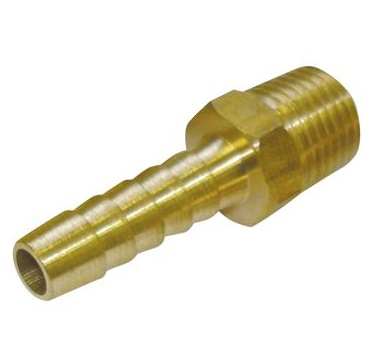 Brass ¼ inch M x 8mm Hosetail