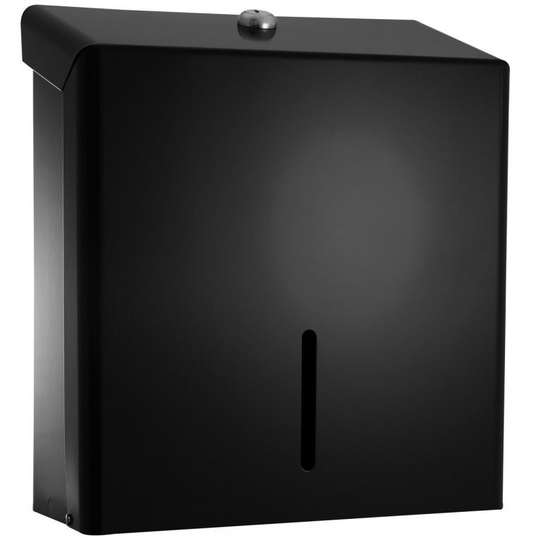 QD-Onyx-BLACK-Metal-Hand-Towel-Dispenser-H285xW250xD105mm