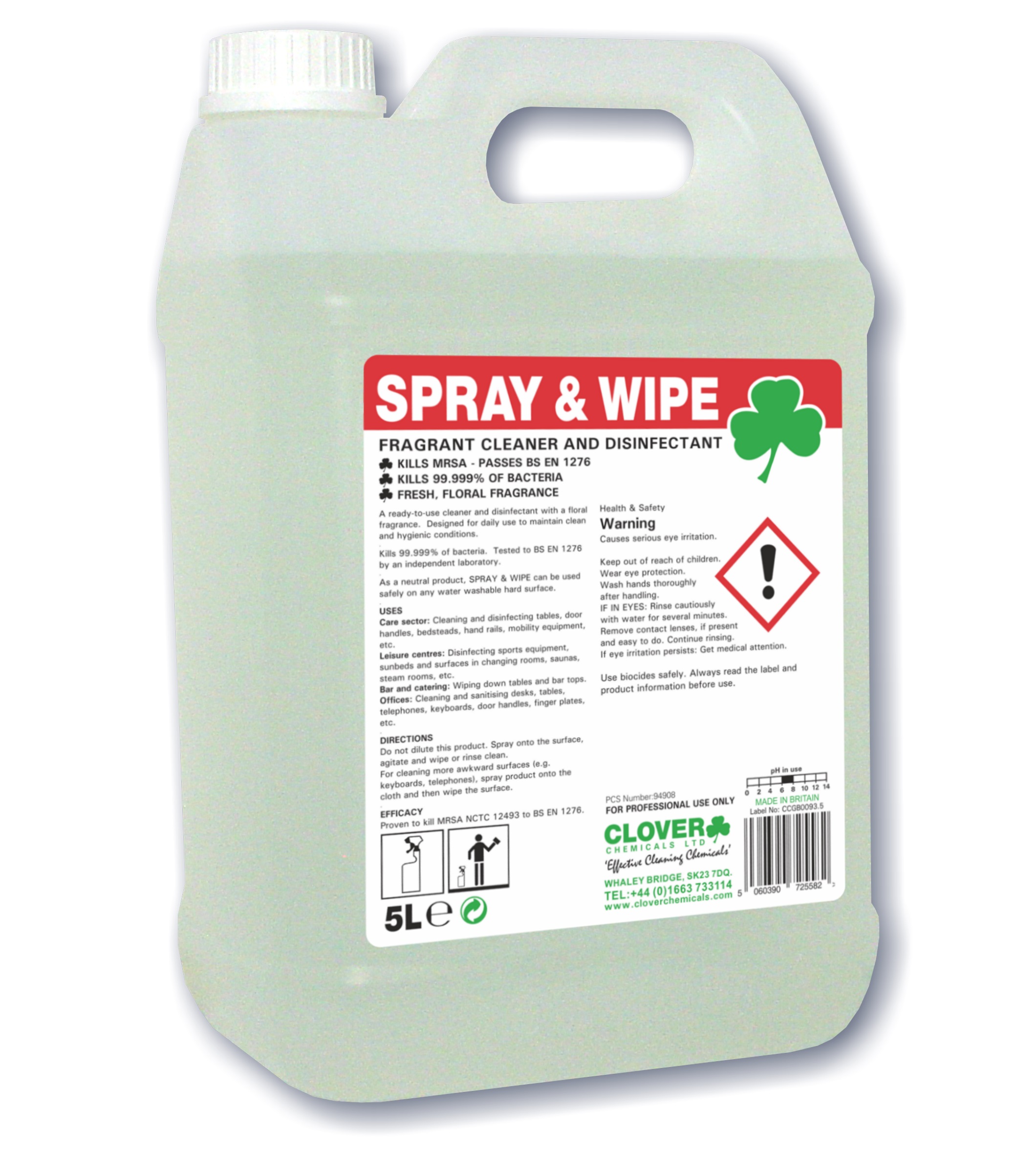 Spray and Wipe - Bactericidal Cleaner 5litre (bulk fill)