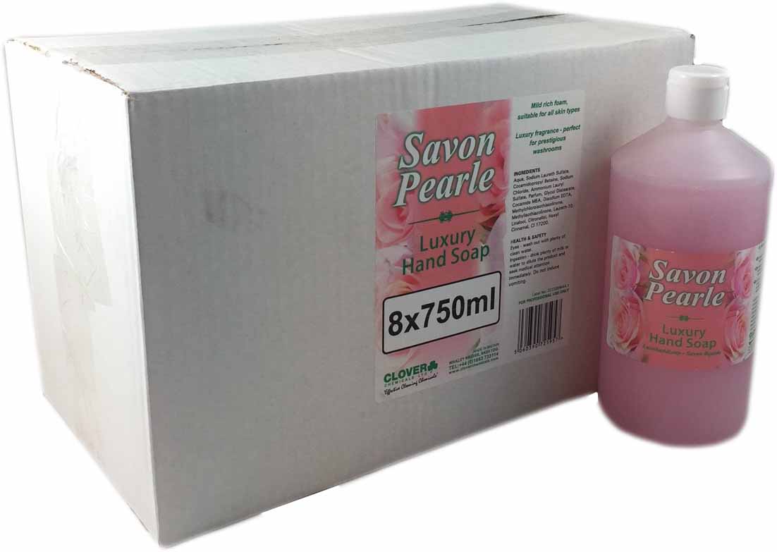 Savon Pearle pink hand soap 8x750ml