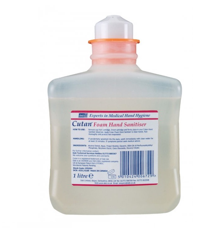 Deb Cutan Foam Hand Sanitiser - 6x1litre Cartridge
