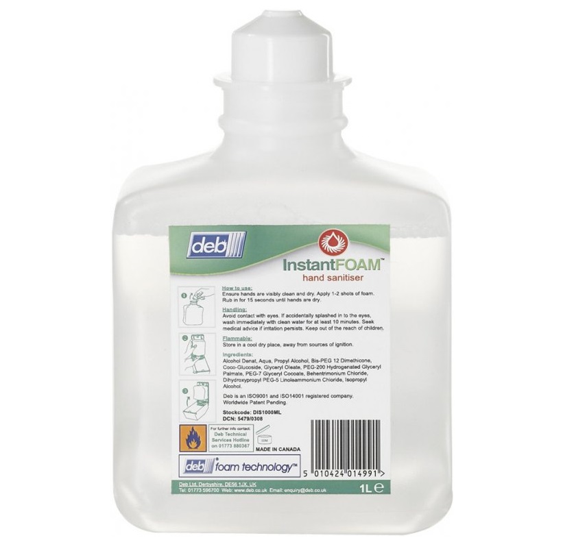 Deb Instant Foam Hand Sanitiser 6x1litre (6609993)