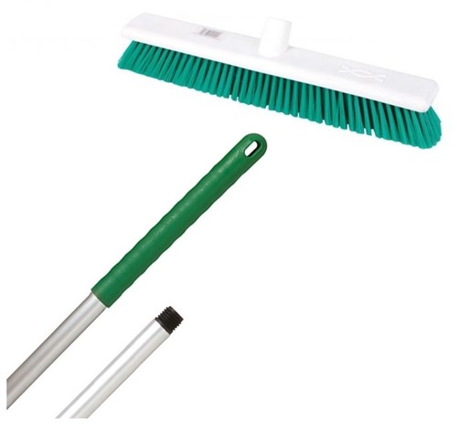 18-inch GREEN SOFT Abbey Hygiene Broom - COMPLETE with 137cm handle