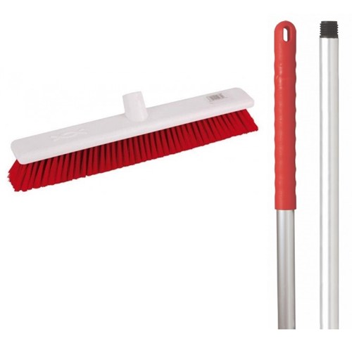 18-inch RED SOFT Abbey Hygiene Broom - COMPLETE with 137cm handle