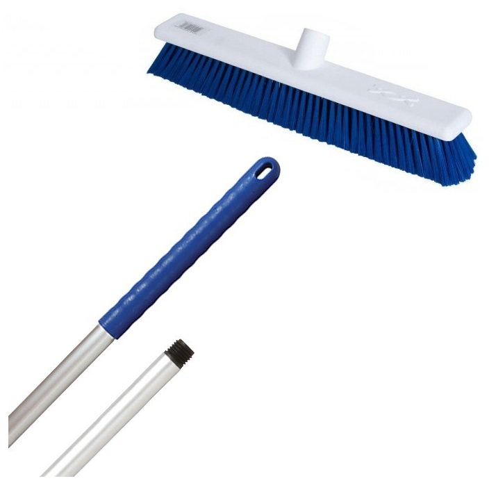18-inch BLUE STIFF Abbey Hygiene Broom - COMPLETE with 137cm handle