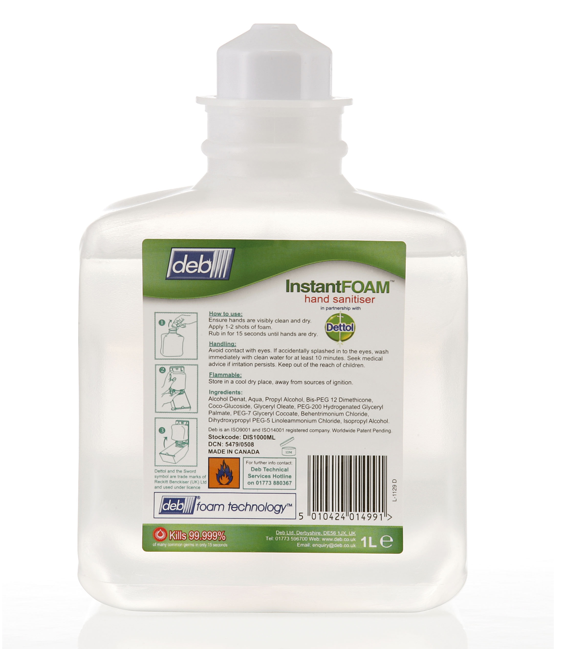 Deb Instant Foam Sanitiser 3x1litre (IFS1LTFEN)