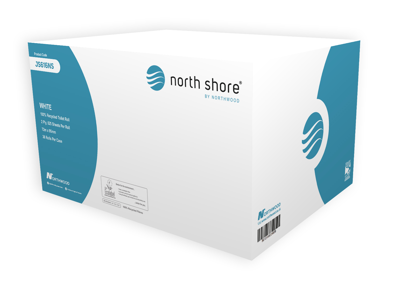 Northshore-JS616NS-RECYCLED-Toilet-Rolls-625sh--case-of-36---FSC-Approved-