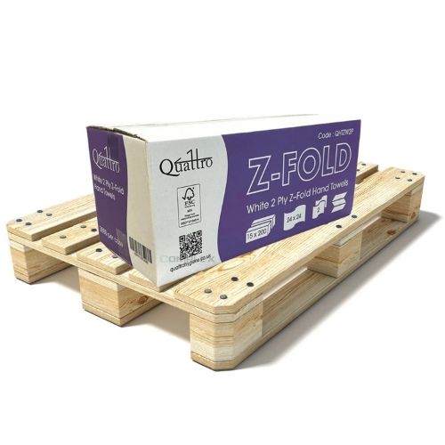Pallet of Quattro Premium White Z-fold Hand towel 2ply 15x200 (56 cases)
