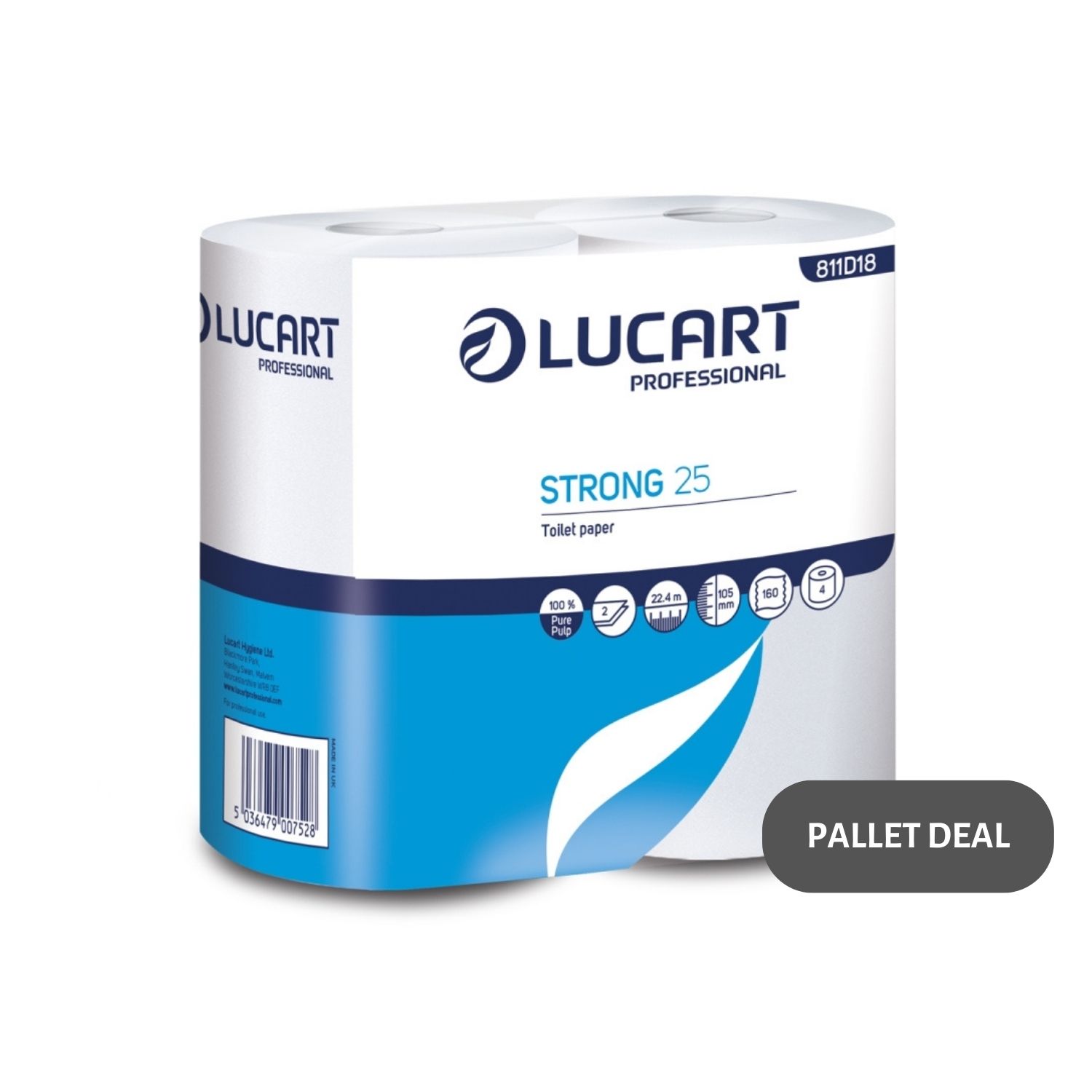 Pallet-Lucart-Pure-Luxury-T-Rolls-2ply-22.4m-40-case--50-cases--811D18