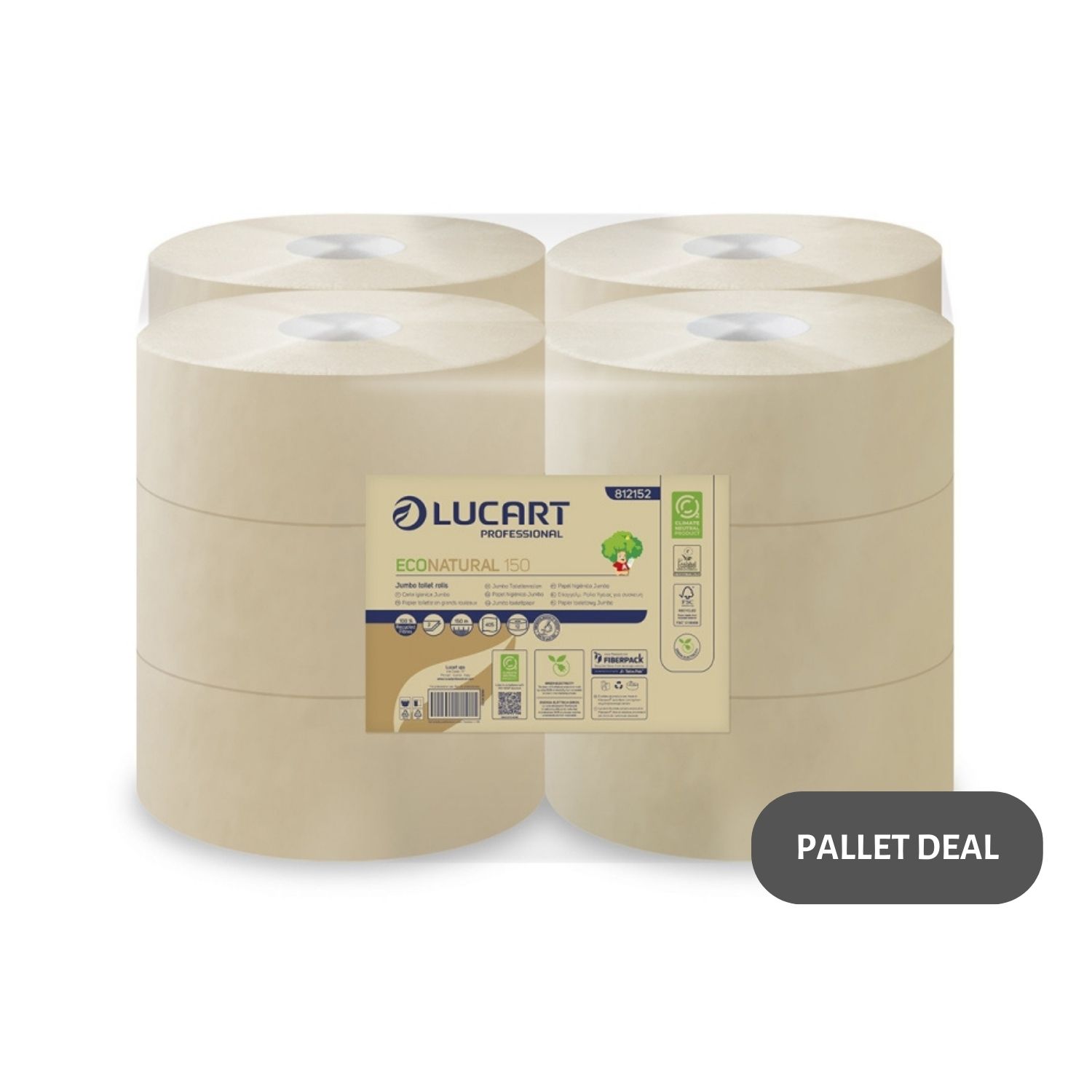Pallet-Lucart-EcoNatural-2.25--Mini-Jumbo-T-Rolls-2ply-150m-12-case--48-cases--812152P