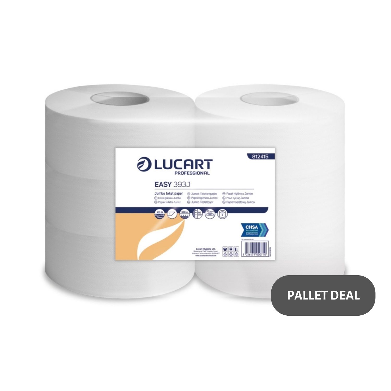 Pallet-Lucart-Recycled-3--Std-Jumbo-T-Rolls-1ply-390m-6-case--70-cases--812415