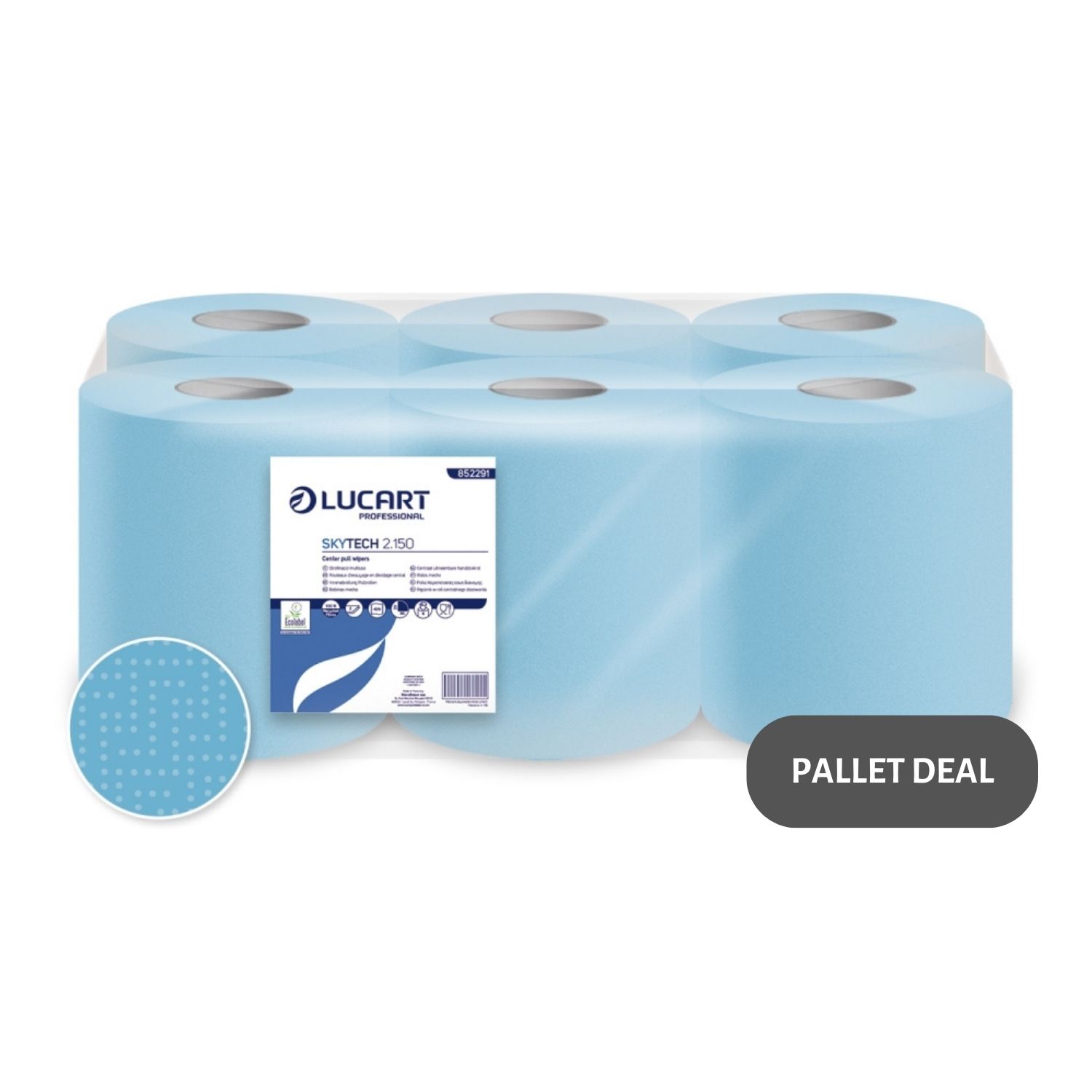 Pallet-Lucart-Blue-Laminated-C-feed-Rolls-2ply-150m-x-20cm-6-case--44-cases--852291