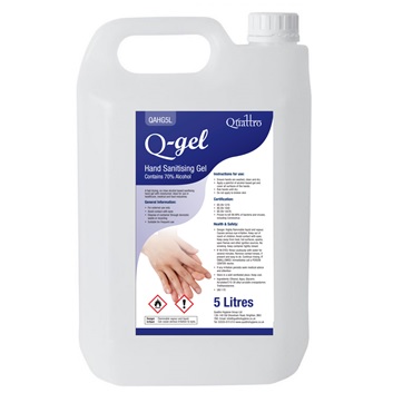 Q-Gel by Quattro Hand Sanitising Gel 70% alcohol 5litre