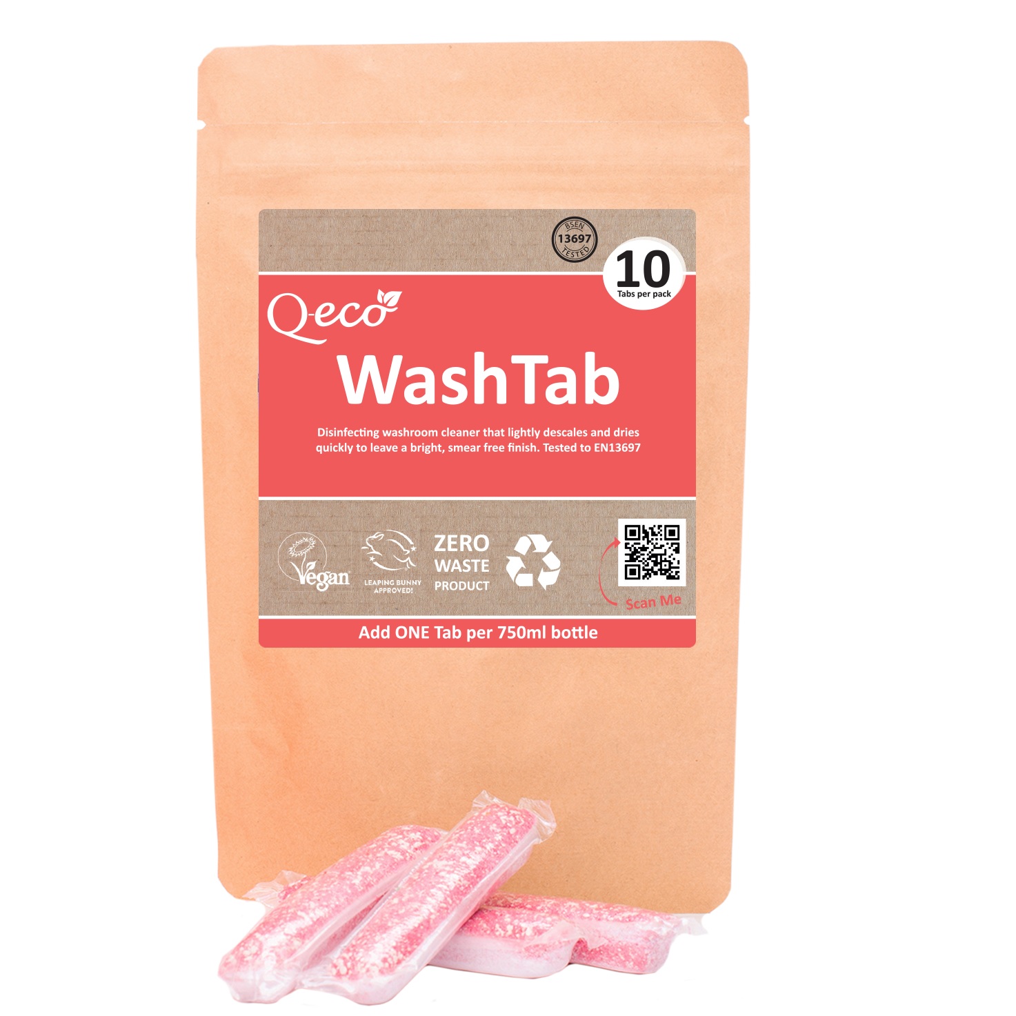 Q-Eco WashTab- Disinfecting Washroom Cleaning Tabs (Pack of 10) 