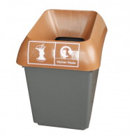 30LTR RECYCLING BIN COMPLETE WITH BROWN LID AND KITCHEN WASTE LOGO