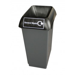50LTR RECYCLING BIN COMPLETE WITH BLACK LID AND GENERAL WASTE LOGO