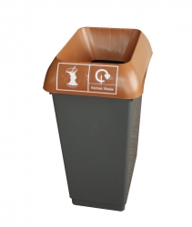 50LTR RECYCLING BIN COMPLETE WITH BROWN LID AND KITCHEN WASTE LOGO