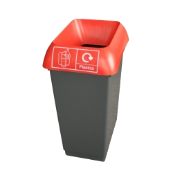 50LTR RECYCLING BIN COMPLETE WITH RED LID AND PLASTIC LOGO
