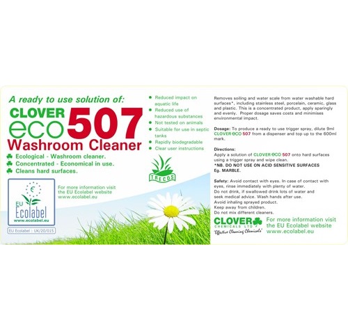 ECO507 Washroom Cleaner Trigger Spray Label (RTU)