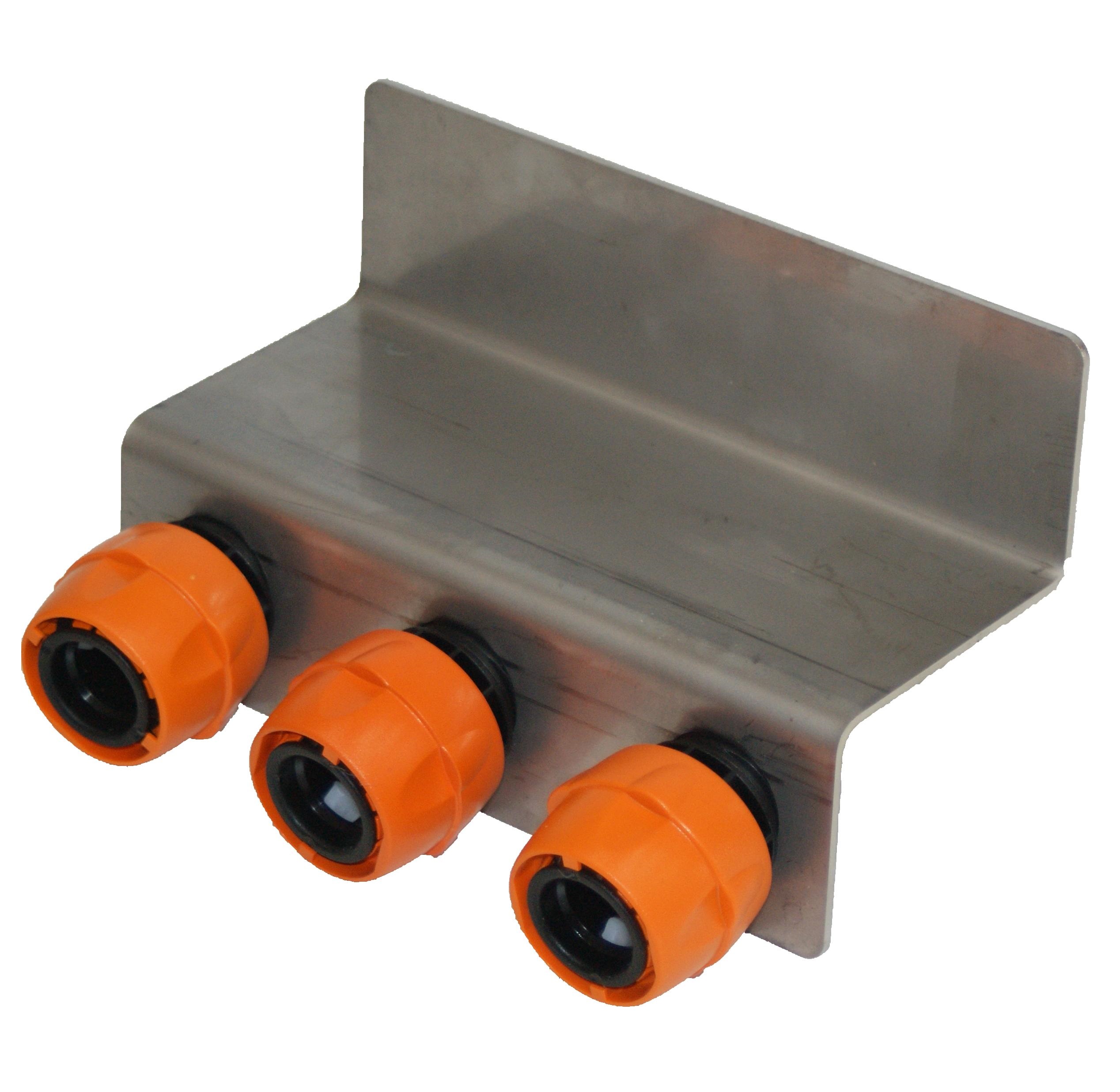Stainless 3-hole bracket with stainless fittings