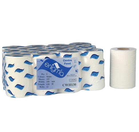 White Mini Centrefeed 1ply 19.5cm x 120m (12 rolls)