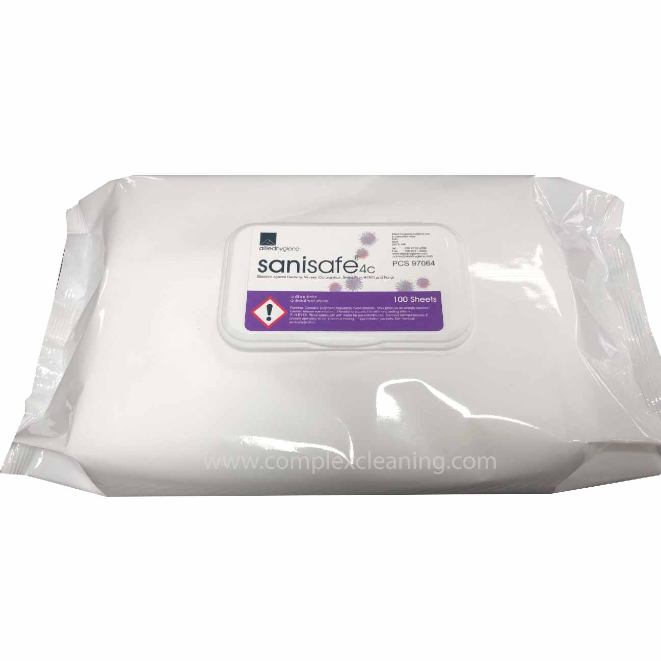 Sanisafe 4C Anti-bac / Anti-Viral Wet Wipe (100 per pack) 200mm x 270mm