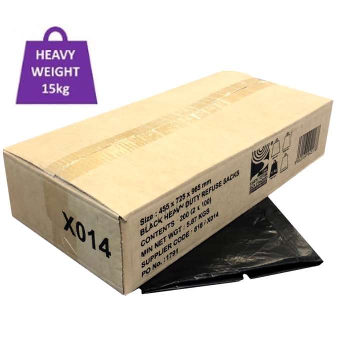 Black CHSA Heavy Refuse Sack 18x29x39 - 15kg (200)
